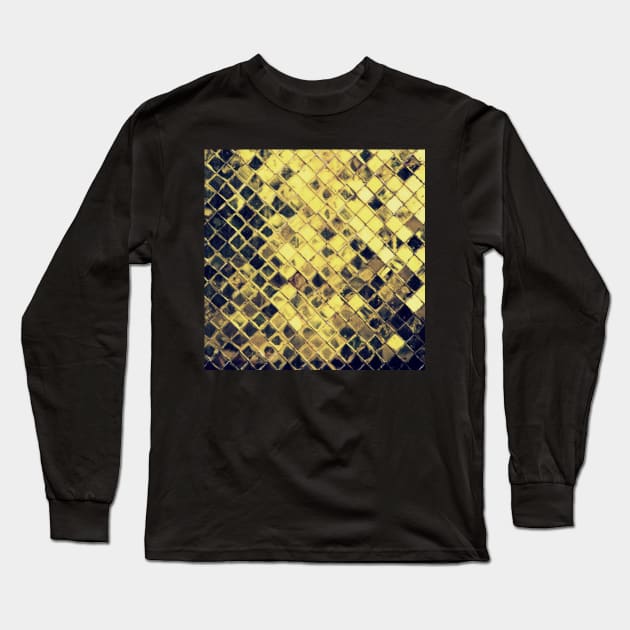 Black Gold Rustic Repeating Pattern Long Sleeve T-Shirt by DesignIndex